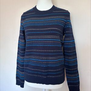 Hugo Boss sweater, Sz M-L, long sleeve pull over, navy, bright blue, EUC